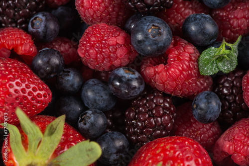 close view on fresh summer berries fruits
