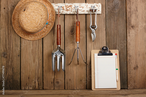 Garden tools hanging