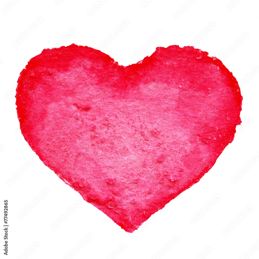 Watercolor painted red heart symbol for your design isolated ove