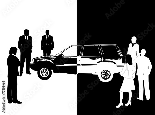 People and car