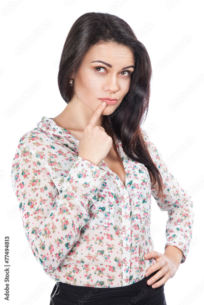 young beautiful business woman thinking young beautiful business woman thinking