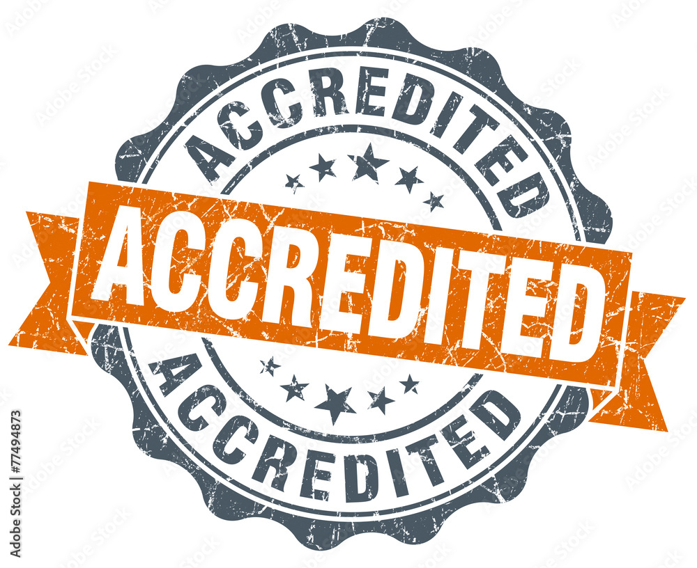 Obraz premium accredited orange vintage seal isolated on white