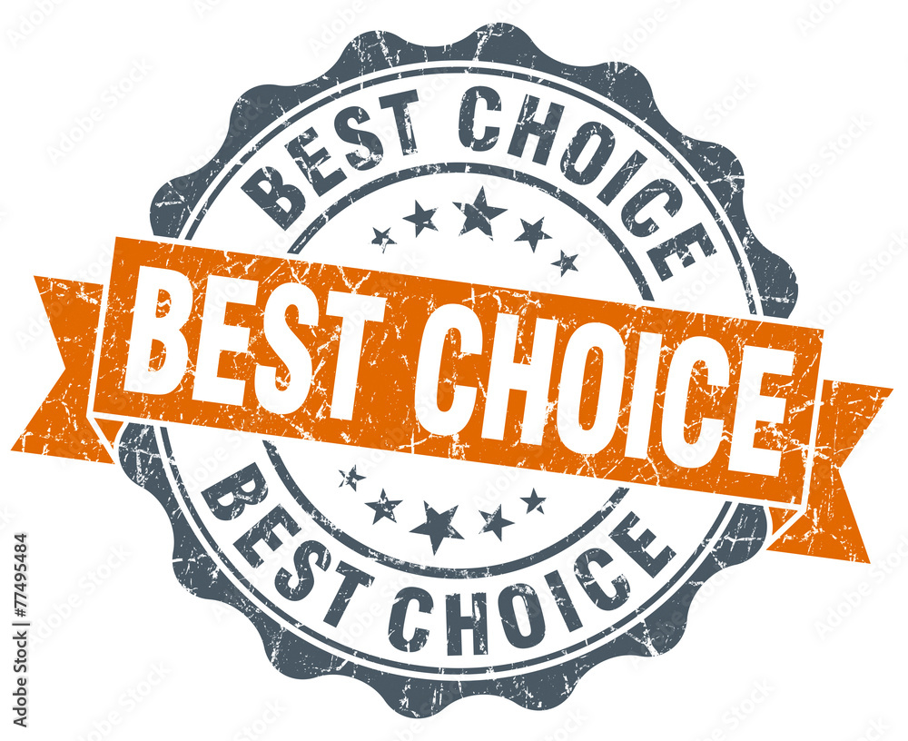 Obraz premium best choice orange vintage seal isolated on white
