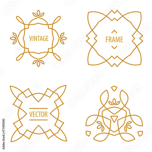 Set of  Elegant lineart logo design elements