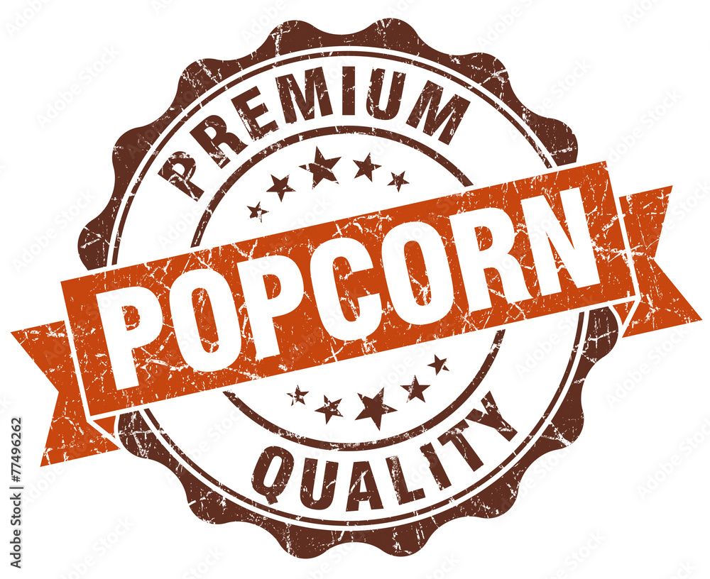 popcorn brown vintage seal isolated on white
