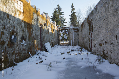 The ruins of old crushed building