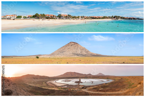 Picture montage of Sal island landscapes  in Cape Verde archipel photo