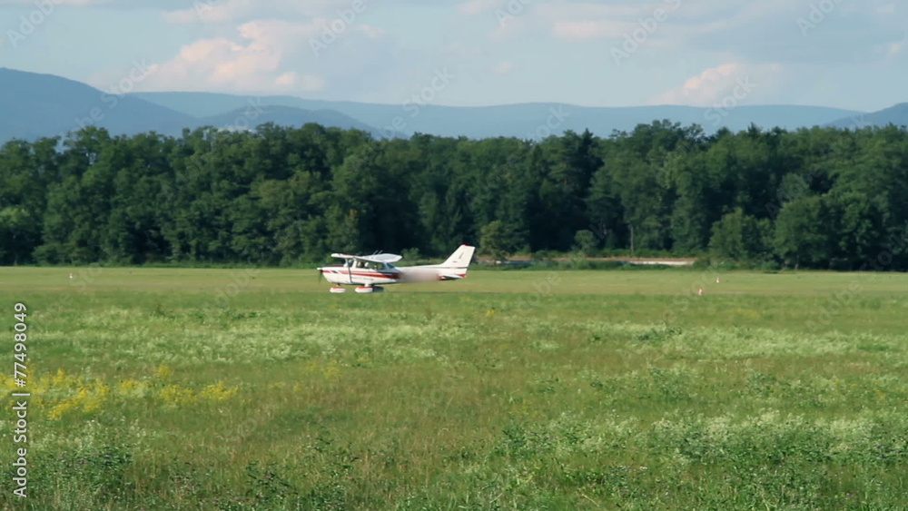 Airplane in beautiful landscape ready to take off Airplane in beautiful landscape ready to take off
