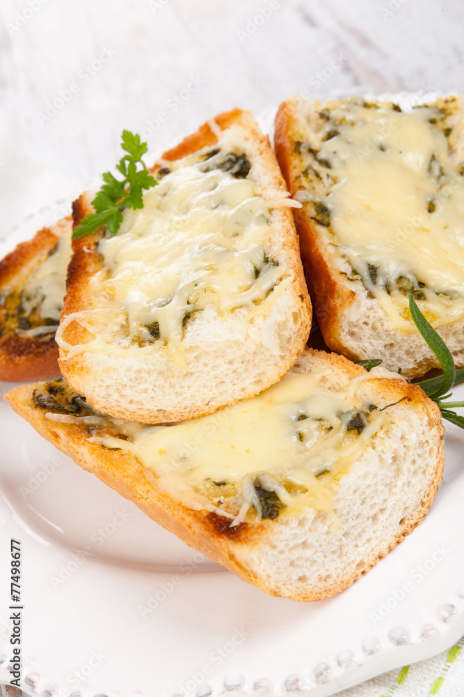 Garlic baguette. Garlic baguette.