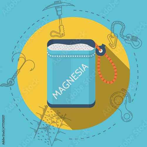 Flat design vector illustration for rock climbing. Magnesia