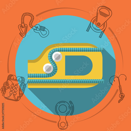 Flat design vector illustration for rock climbing. Ascender