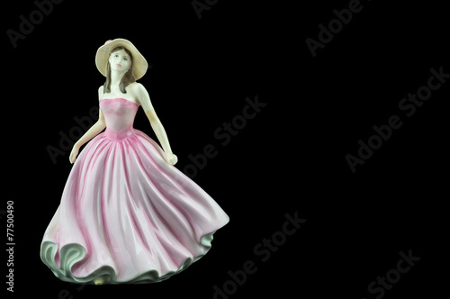 Bone China Lady Wearing a Light Pink Dress
