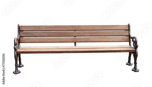 Tableau sur Toile Park bench isolated over white background with clipping path