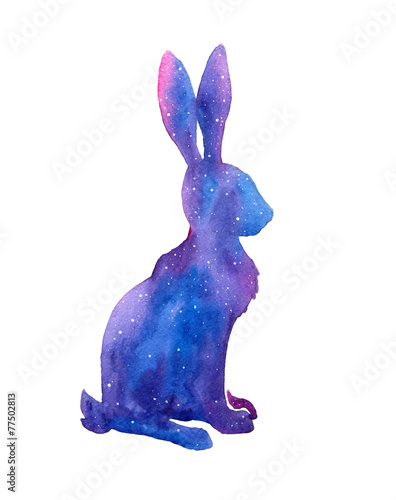 Hand drawn watercolor hare illustration