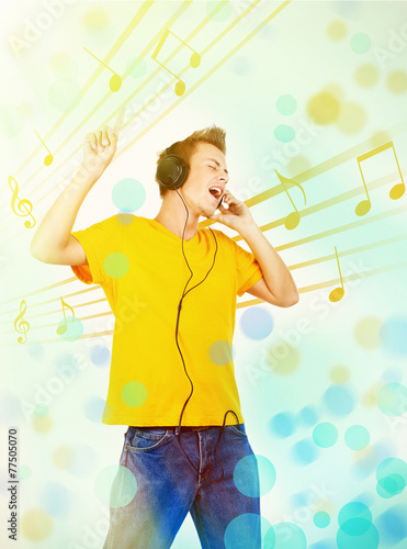 Young man with headphones l...