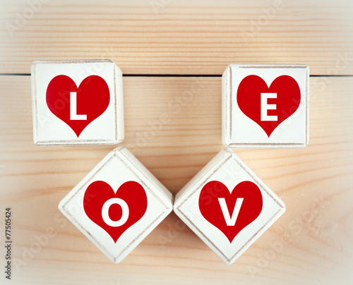 Love spelled in wooden blocks
