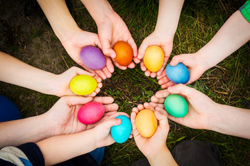 easter eggs in child hands