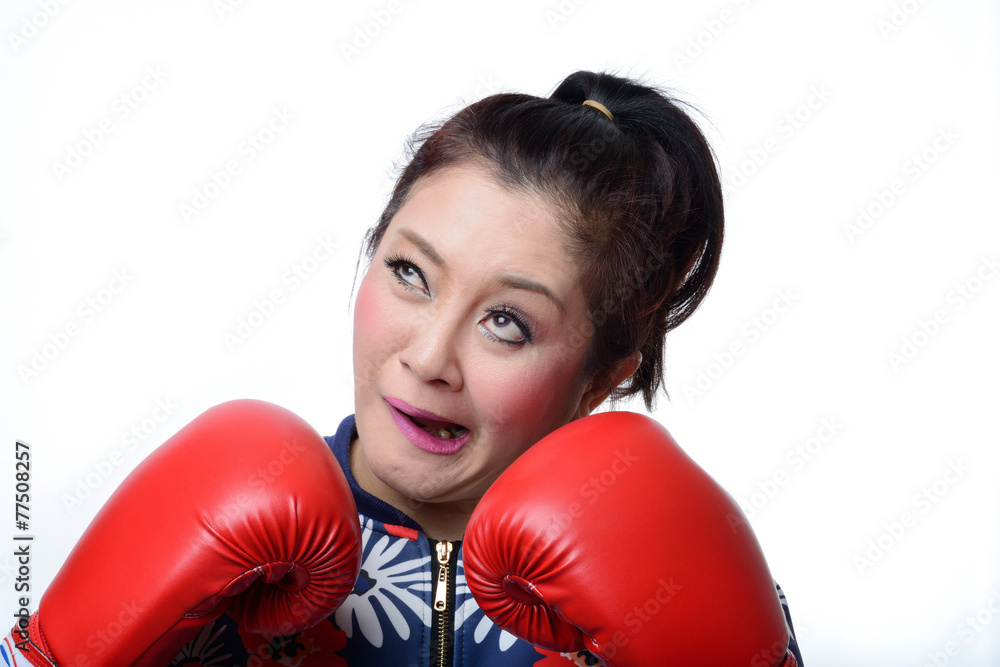 squint eyed crazy woman in boxing gloves squint eyed crazy woman in boxing gloves