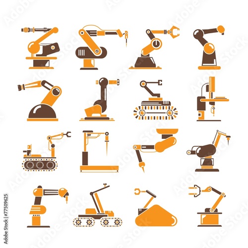 robotic arm icons, robot icons