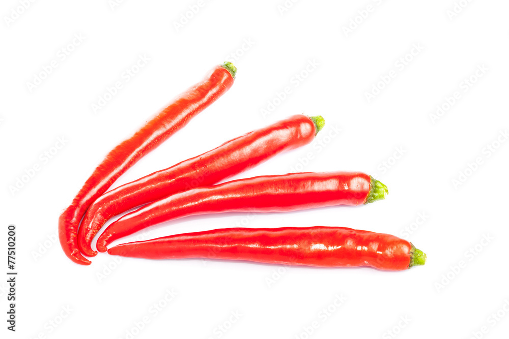 Red hot chili peppers on white background. Red hot chili peppers on white background.