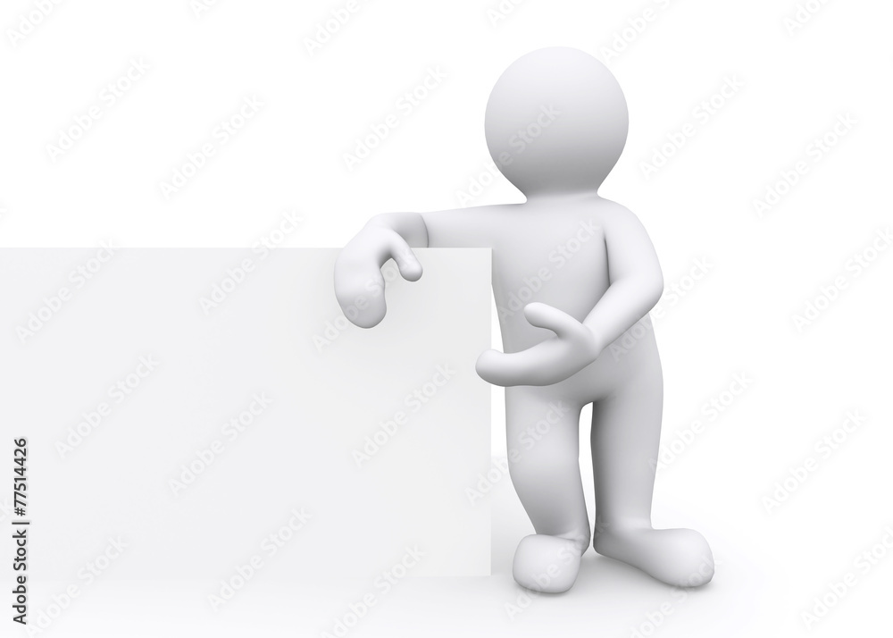 3d blank figure standing present blank billboard with clipping p 3d blank figure standing present blank billboard with clipping p