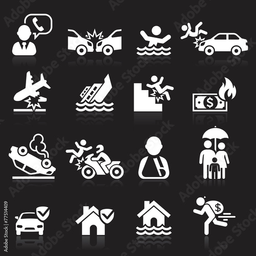 Insurance icons set. Vector Illustration.