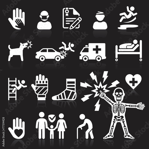 Insurance icons set. Vector Illustration.