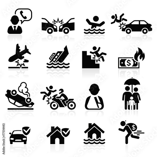 Insurance icons set. Vector Illustration.