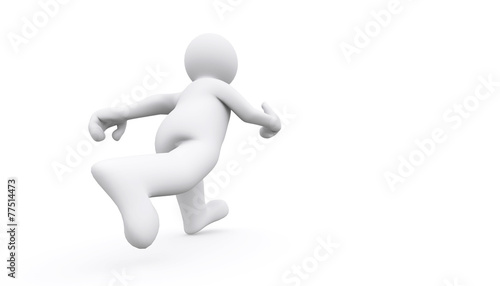 3d blank figure walking forward with clipping path.