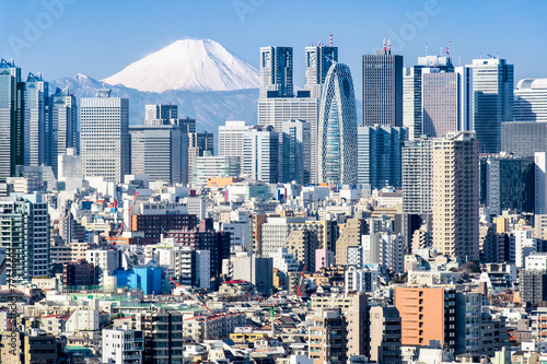 Tokyo im Winter mit Fujiyama im Hintergrund
