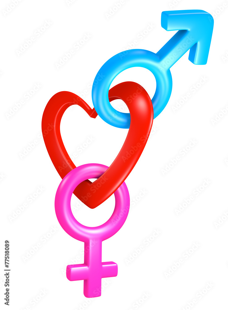 Valentine heart shape with gender symbols for male and female Valentine heart shape with gender symbols for male and female