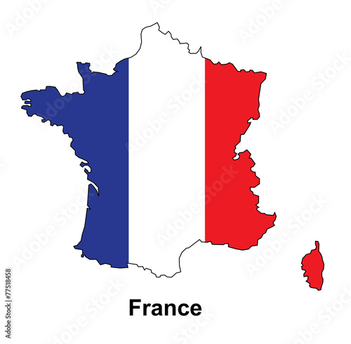 France map with flag vector, France vector