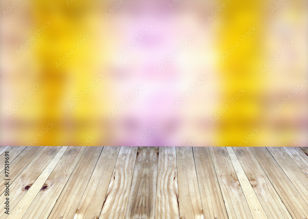 Broad planks and bright colorful blur background. Broad planks and bright colorful blur background.