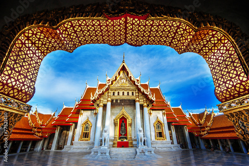 Bangkok landmark The Marble Temple. Bangkok THAILAND © joesayhello