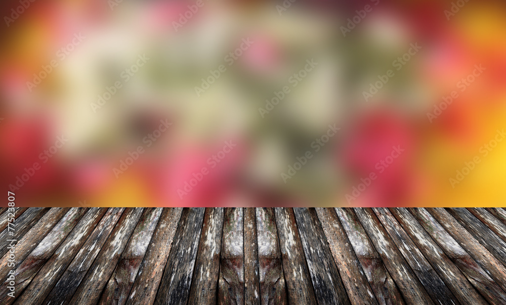 Fototapeta premium Blur background and wooden floor