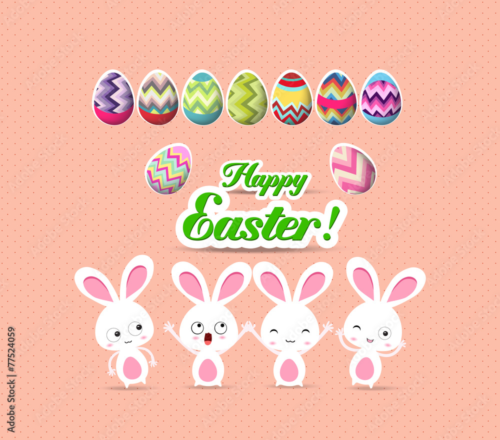 Happy Easter and bunny greeting card Happy Easter and bunny greeting card