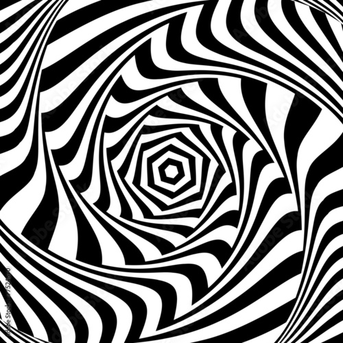 Illusion of vortex movement. Abstract op art design.