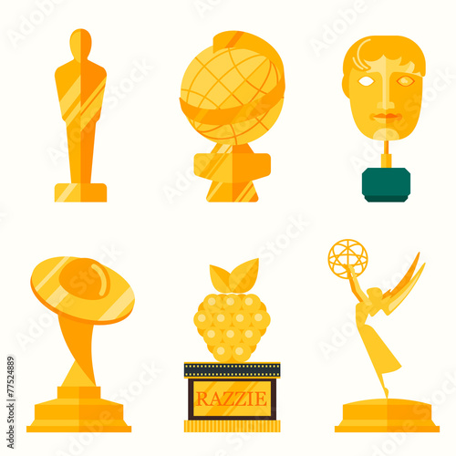 Flat design of set vector award success and victory icons.