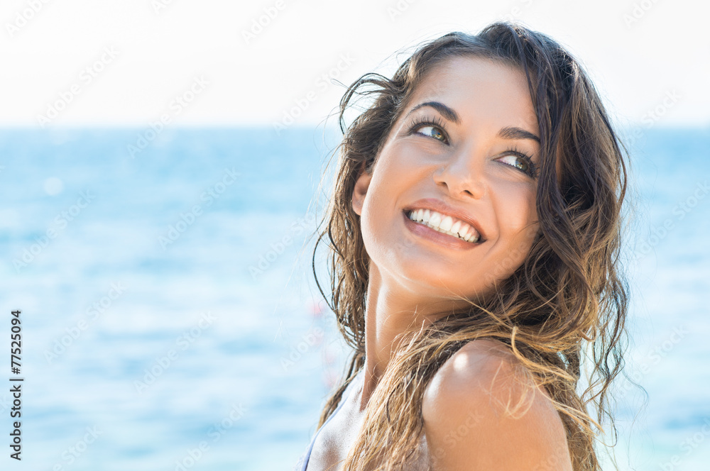 Happy woman at beach Happy woman at beach