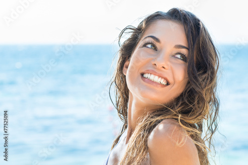 Happy woman at beach