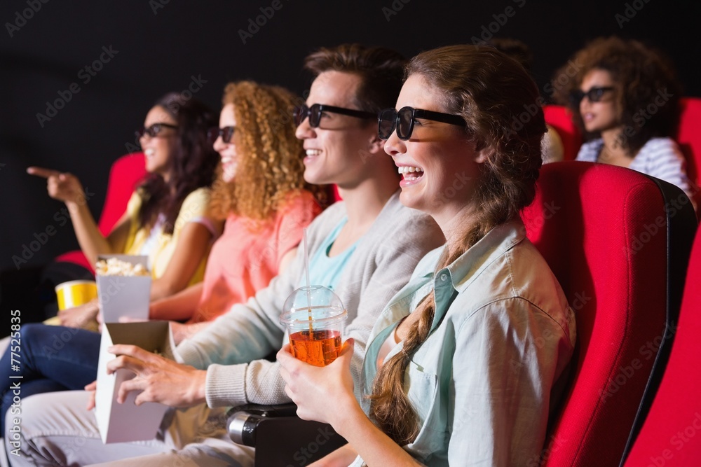 Young friends watching a 3d film Young friends watching a 3d film