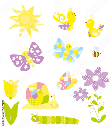 Collection of spring elements- vectors for children