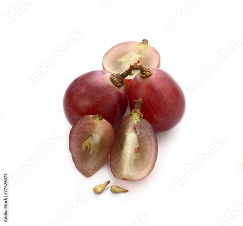 red grapes Isolated on white background