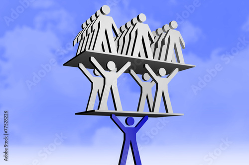 Person carries group of people