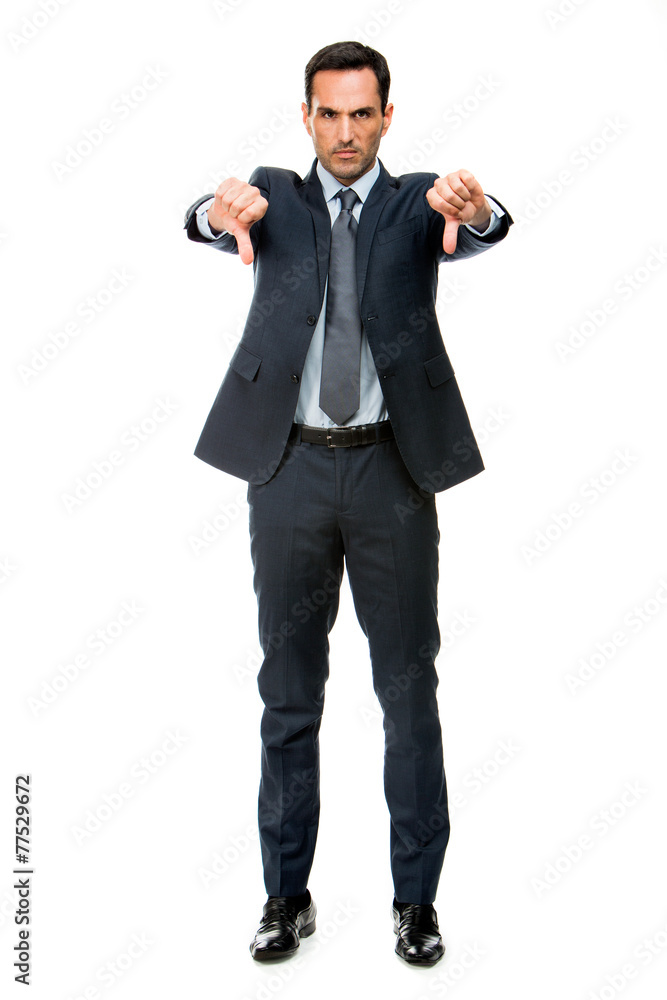 businessman looking angry thumbs down businessman looking angry thumbs down