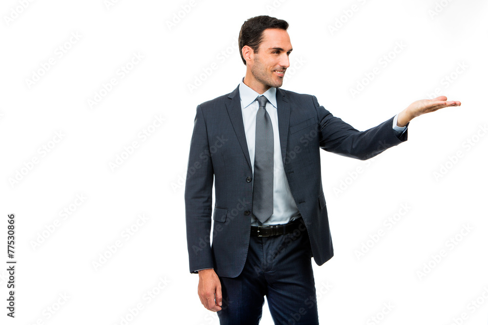 businessman in suit with lifted arm businessman in suit with lifted arm