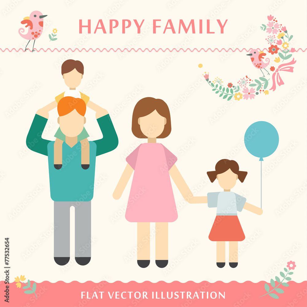 Family with children kids people concept flat icons set of Family with children kids people concept flat icons set of