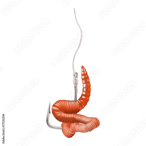 fishing hook with earthworm