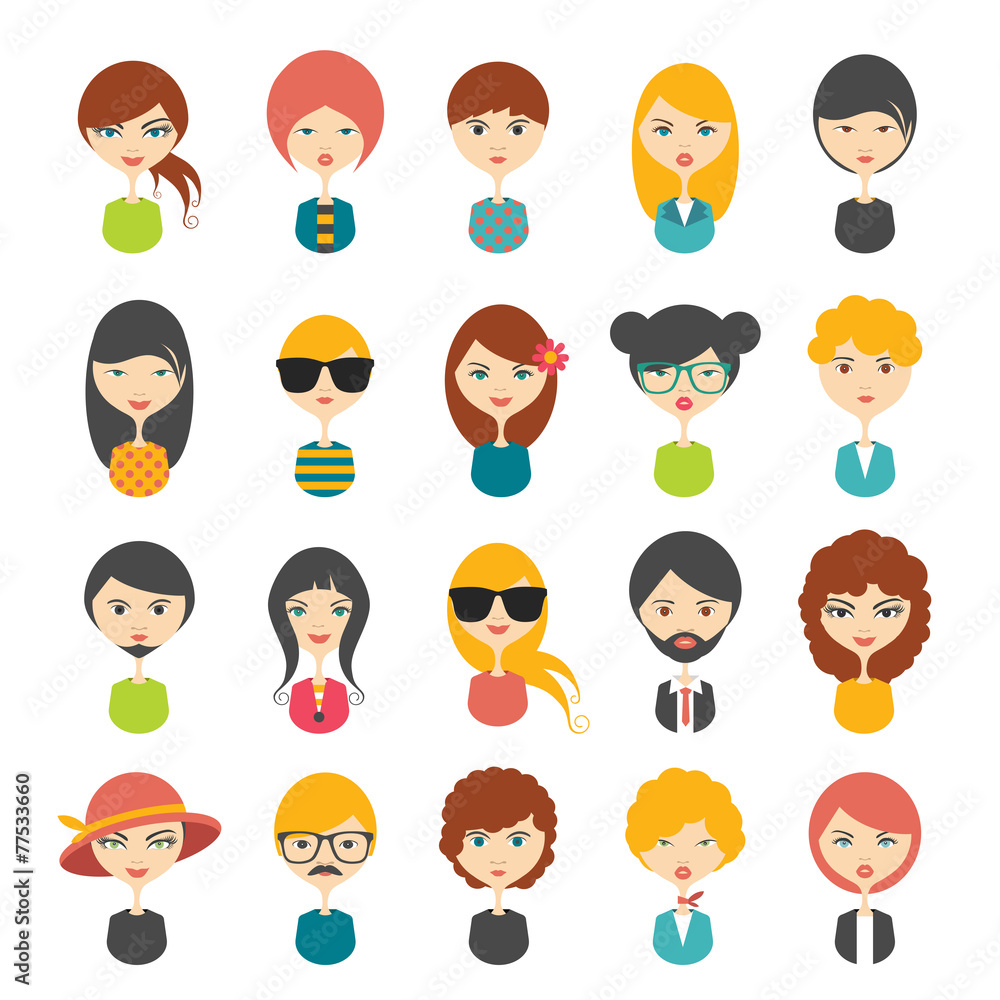 Big set of avatars profile pictures flat icons. Big set of avatars profile pictures flat icons.
