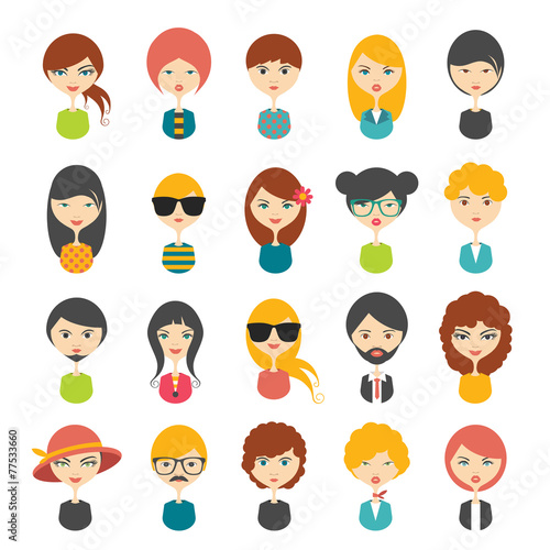 Big set of avatars profile pictures flat icons.